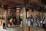 SRI LANKA, Kandy, Temple of the Tooth (Dalada Maligawa), main hall, and Buddhist flags, SLK3482JPL