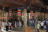 SRI LANKA, Kandy, Temple of the Tooth (Dalada Maligawa), main hall, and Buddhist flags, SLK3483JPL