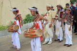 SRI LANKA, Kandy, traditional Kandyan Wedding, drummers welcoming groom and entourage, SLK3984JPL