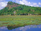 SRI LANKA, Kurunegala, rural scene, hill and lotus filled lake, SLK3271JPL