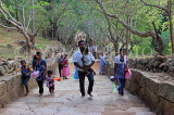 SRI LANKA, Mihintale temple site, prilgrims climbing the ancient granite stairway, SLK5398JPL