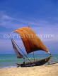 SRI LANKA, Negombo, catamaran (traditional fishing boat) on beach, SLK1640JPL