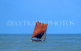 SRI LANKA, Negombo, catamaran with sail (traditional fishing boat) at sea, SLK5951JPL