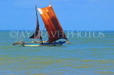 SRI LANKA, Negombo, catamaran with sail (traditional fishing boat) at sea, SLK6320JPL