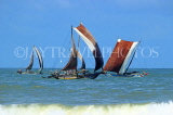 SRI LANKA, Negombo, catamarans with sail (traditional fishing boat) at sea, SLK5967JPL