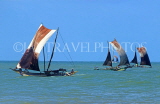 SRI LANKA, Negombo, catamarans with sail (traditional fishing boat) at sea, SLK6313JPL