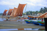 SRI LANKA, Negombo, fishing boats lined up in Lagoon, SLK1646JPL