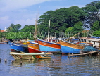 SRI LANKA, Negombo, fishing boats lined up in Negombo Lagoon, SLK1585JPL