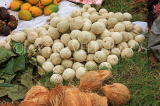 SRI LANKA, Negombo, market, fruit and vegetable market, Wood Apple fruit and Coconuts, SLK2670JPL