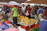 SRI LANKA, Negombo, market, fruit and vegetable market, vendors and shoppers, Papaya stall, SLK2676JPL