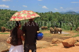 SRI LANKA, Pinnewala Elephant Orphanage, visiting couple at site, SLK2409JPL