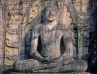 SRI LANKA, Polonnaruwa, Gal Viahre (stone temple), granite carved seated Buddha, SLK1619JPL