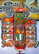 SRI LANKA, crafts, large wood carved Devil Masks, in shop, SLK2156JPL