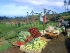 SRI LANKA, hill country, Nuwara Eliya, roadside vegetable stall and tea plantations, SLK154JPL