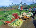 SRI LANKA, hill country, Nuwara Eliya, roadside vegetable stall and tea plantations, SLK1572JPL