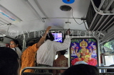 SRI LANKA, public transport, inside crowded bus, with TV entertainment, SLK4524JPL