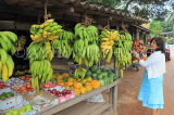 SRI LANKA, rural scene, roadside fruit stall, bananas and customer, SLK4559JPL