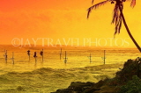 SRI LANKA, south coast, Ahangama area, Stilt Fishermen, dusk, sunset view, SLK4782JPL