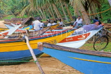 SRI LANKA, south coast, Ambalangoda, fishing boats and fishermen relaxings, SLK1974JPL