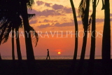SRI LANKA, south coast, Beruwela, sunset and coconut trees, SLK1744JPL