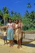 SRI LANKA, south coast, Dondra Bay, fishing village family posing, SLK1933JPL