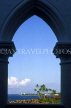 SRI LANKA, south coast, Galle, coast view through arch at Closenberg Hotel, SLK1931JPL
