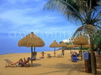 SRI LANKA, south coast, Mount Lavinia, beach with sunshades and tourists, SLK1520JPL