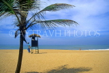 SRI LANKA, south coast, Mount Lavinia beach, lifeguard hut and coconut tree, SLK1767JPL