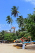 SRI LANKA, south coast, Unawatuna, beach, sunbeds and coconut trees, SLK4710JPL