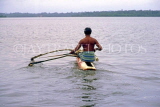 SRI LANKA, south coast, near Beruwela, fishermen in small catamaran, SLK1730JPL