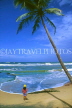 SRI LANKA, south coast, nera Galle, child on beach, with coconut tree, SLK347JPL