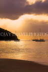 ST LUCIA, Reduit Beach, dusk view and sailboats, STL696JPL