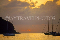 ST LUCIA, Reduit coast, dusk view and boats, STL765JPL