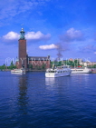 SWEDEN, Stockholm, City Hall (Stadshuset) and pleasure boats, SWE148JPL