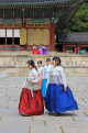 South Korea, SEOUL, Changdeokgung Palace, visitors in colourful Hanbok attire, SK210JPL