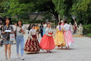South Korea, SEOUL, Changdeokgung Palace, visitors in colourful Hanbok attire, SK229JPL