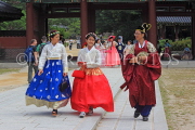 South Korea, SEOUL, Changdeokgung Palace, visitors in colourful Hanbok attire, SK231PL