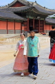 South Korea, SEOUL, Changdeokgung Palace, visitors in colourful Hanbok attire, SK246PL