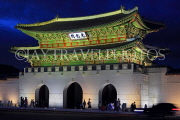South Korea, SEOUL, Gyeongbokgung Palace, Gwanghwamun Gate, night view, SK1146JPL