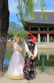 South Korea, SEOUL, Gyeongbokgung Palace, couple in Hanbok attire, SK367JPL