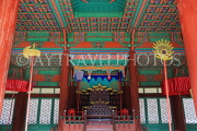 South Korea, SEOUL, Gyeonghuigung Palace, Sungjeongjeon (main hall),interior, throne, SK694JPL