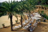 Spain, BARCELONA, Guell Park, cafe scene and palm trees, BSP208JPL
