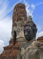 THAILAND, Ayuthaya, Wat Phra Mahathat, Buddha statue and chedi, THA2042JPL