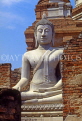 THAILAND, Ayuthaya, Wat Yai Chai Mongkol ruins, seated Buddha statue, THA1912JPL,