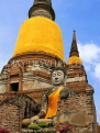THAILAND, Ayuthaya, Wat Yai Chai Mongkon, chedi and seated Buddha, THA1890JPL