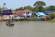 THAILAND, Bangkok, Chao Phraya River, residential houses on stilts, THA3511JPL