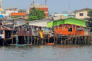 THAILAND, Bangkok, Chao Phraya River, residential houses on stilts, THA3513JPL