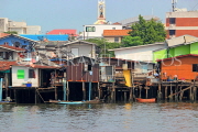 THAILAND, Bangkok, Chao Phraya River, residential houses on stilts, THA3514JPL