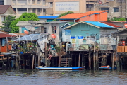THAILAND, Bangkok, Chao Phraya River, residential houses on stilts, THA3515JPL