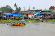 THAILAND, Bangkok, Chao Phraya River, residential houses on stilts, THA3519JPL